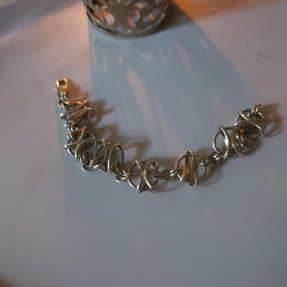 Heavy Sterling Silver XO Bracelet Vintage Handmade
